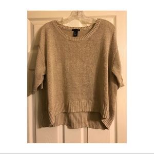 Beige Short Sleeve Knit Sweater